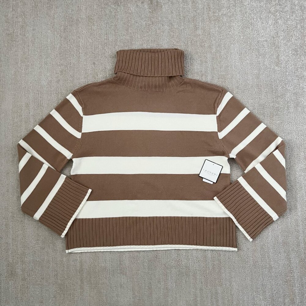 NWT Laundry by Shelli Segal Chunky Stripe Turtleneck Knit Sweater S